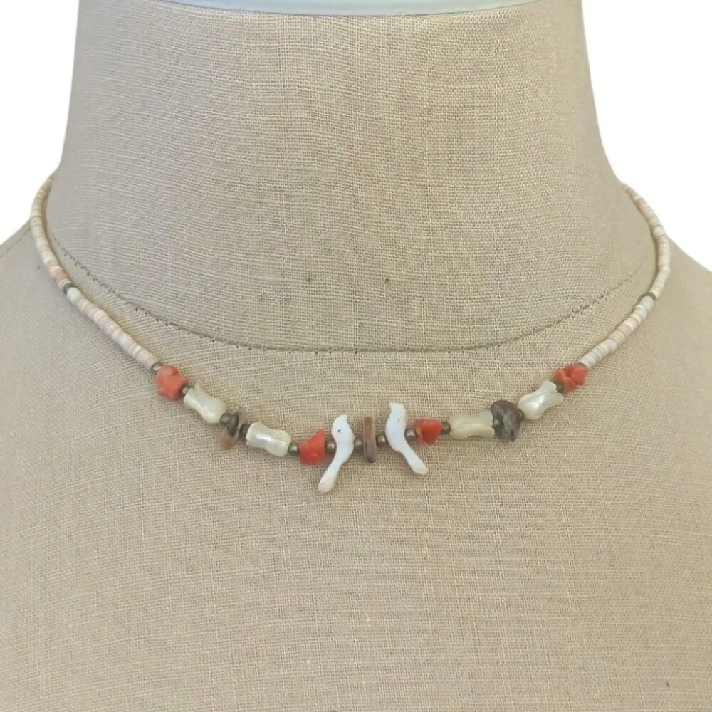 Heshi Fetish Necklace Bird Dove Choker Native‎ Tribal Navajo Zuni Puka Boho